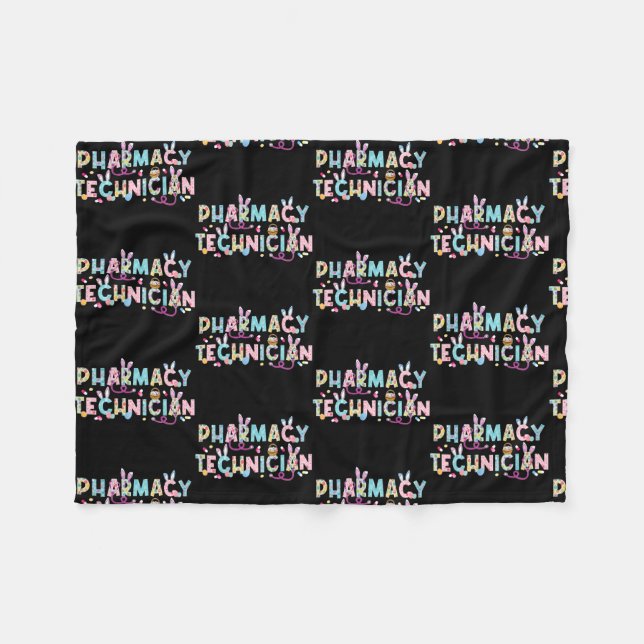 Funny Pharmacy Technician Bunny Pharmacist Happy Fleecedecke (Vorderseite (Horizontal))