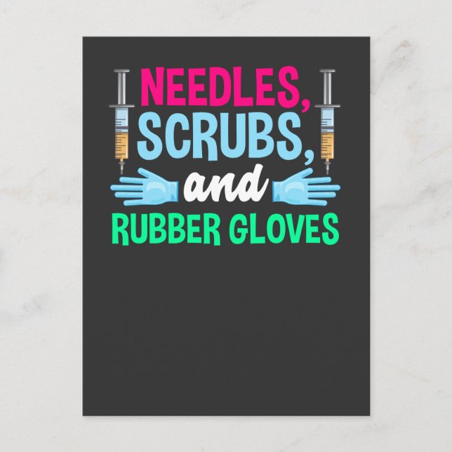 Funny Phlebotomist Spritze und Blutangestellte Postkarte (Vorderseite)