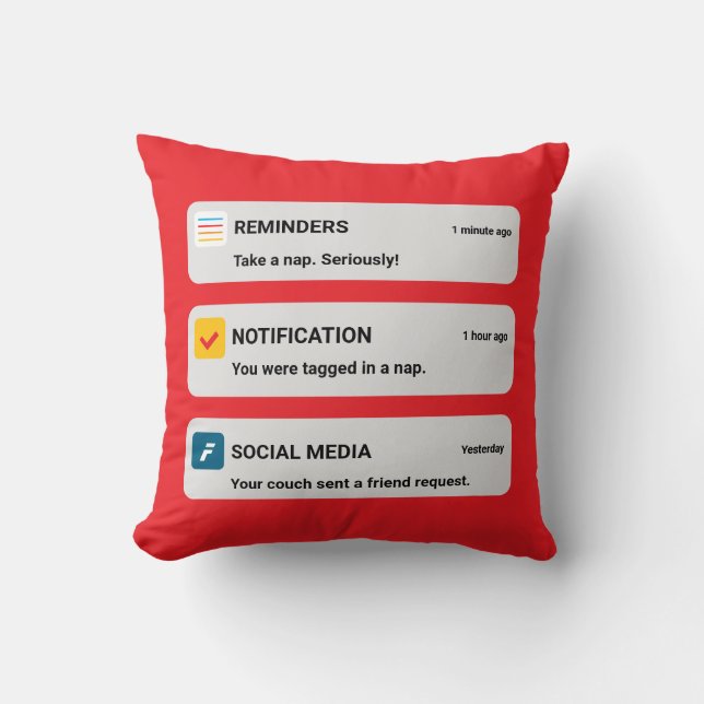 Funny Phone Notification Throw Pillow Kissen (Vorderseite)