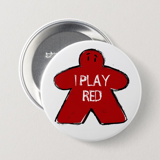 Funny Phrase Grunge Red Meeple Board Gamer Button (Vorne & Hinten)