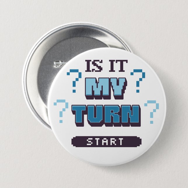 Funny Phrase Retro Pixel Blue Board Gamer Button (Vorne & Hinten)