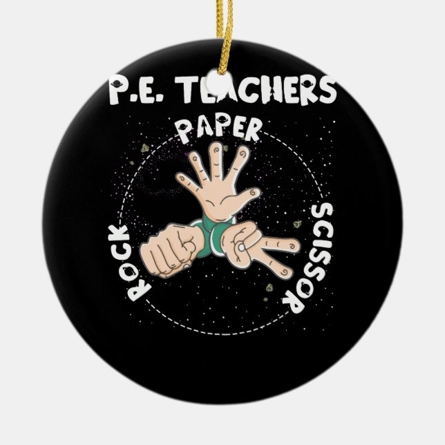 Funny Physical Bildung Pe Teacher Rock Paper Sci Keramik Ornament (Vorne)
