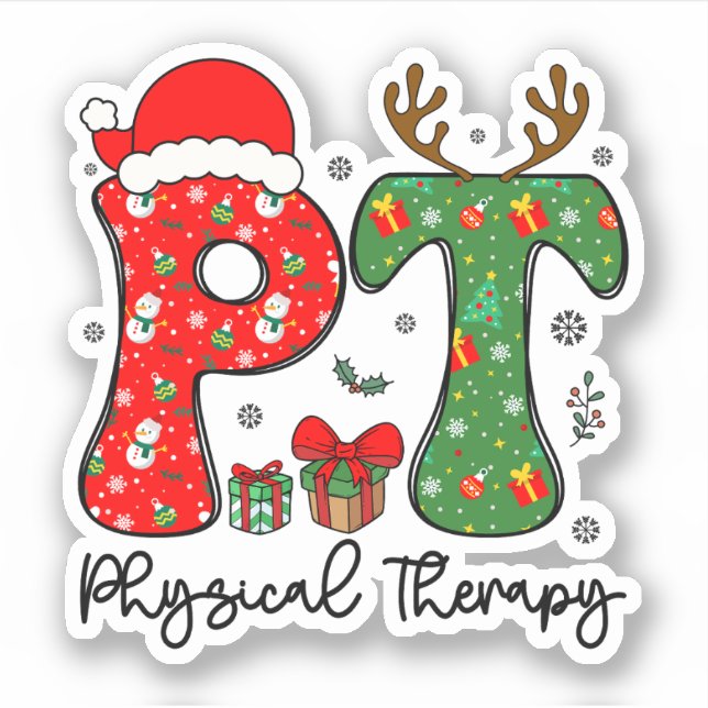 Funny Physical Therapy Weihnachten Weihnachtsmannm Aufkleber (Vorderseite)