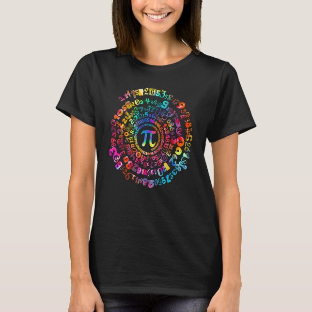 Funny Pi Day 314 Spiral Pi Math farbige Zahlen L T-Shirt (Vorderseite)