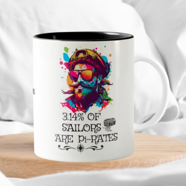 Funny Pi Day Math Geek Nerd Sailor Pirate Zweifarbige Tasse (Von Creator hochgeladen)