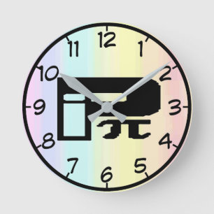 Funny Pi griechisches Buchstabensymbol Runde Wanduhr