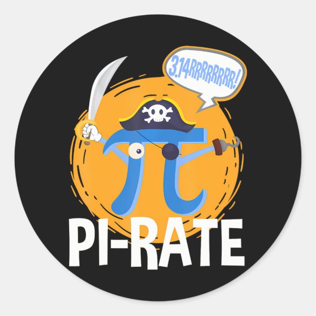 Funny Pi-Rate Happy Pi Day Math Pirate Pun Runder Aufkleber (Vorderseite)