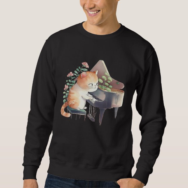Funny Piano Music Cat Men Women Kids Cat Piano Lov Sweatshirt (Vorderseite)