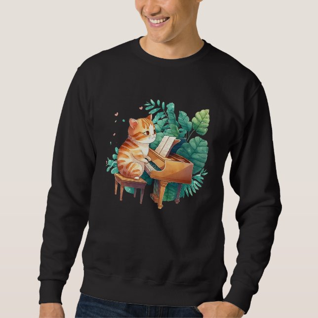 Funny Piano Music Cat Men Women Kids Cat Piano Lov Sweatshirt (Vorderseite)