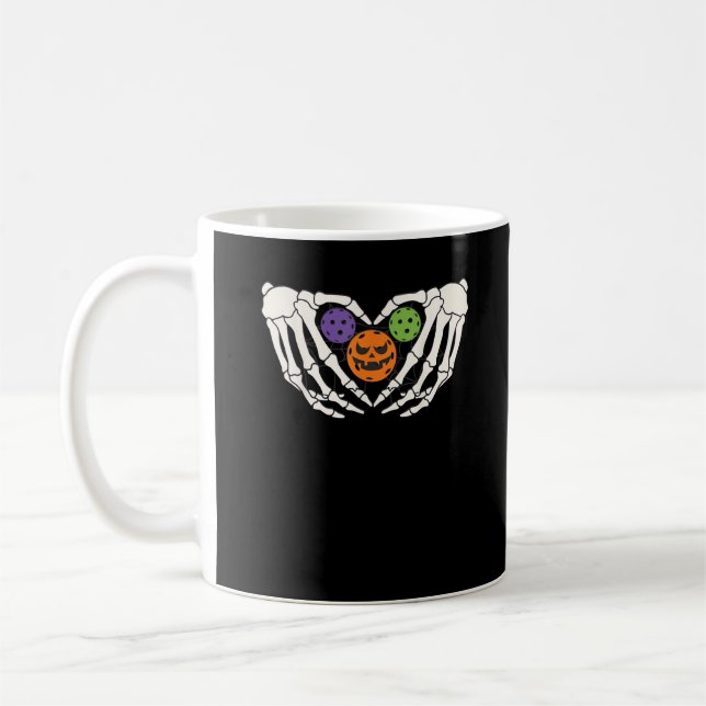 Funny Pickle Halloween Skeleton Hände Herz Pumpki Kaffeetasse (Links)