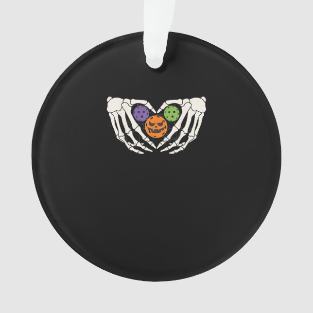 Funny Pickle Halloween Skeleton Hände Herz Pumpki Ornament (Vorderseite)