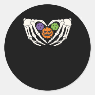 Funny Pickle Halloween Skeleton Hände Herz Pumpki Runder Aufkleber