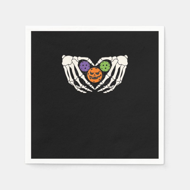 Funny Pickle Halloween Skeleton Hände Herz Pumpki Serviette (Vorderseite)