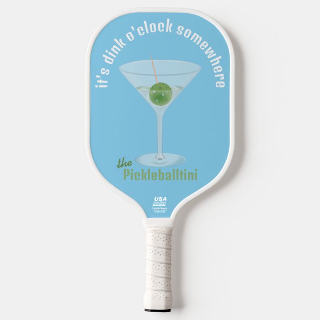 Funny Pickle Martini Dink O'Clock - Blau Pickleball Schläger (Rückseite)