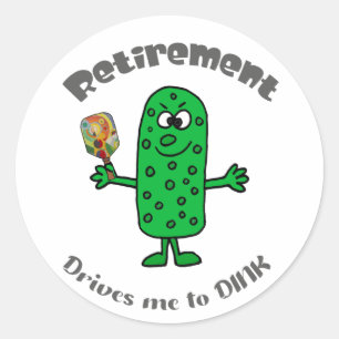 Funny Pickle Pickleball Player Rentirement Cartoon Runder Aufkleber