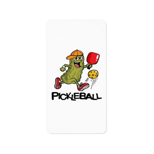 Funny Pickle Playing Pickleball Adressaufkleber (Vorne)