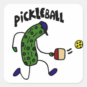 Funny Pickle Playing Pickleball Quadratischer Aufkleber