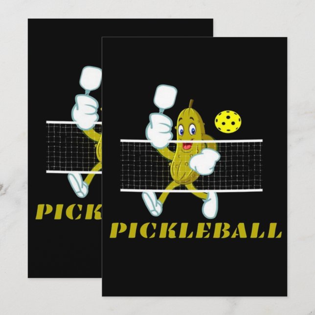 Funny Pickle Playing Pickleball Save The Date (Vorne/Hinten)