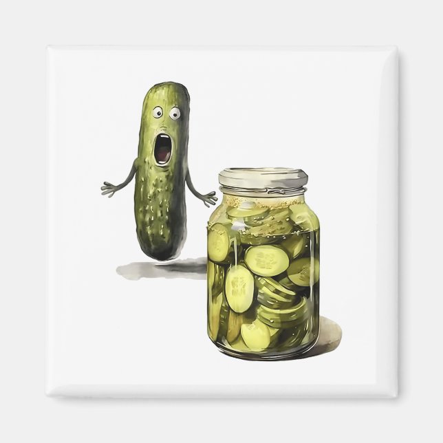 Funny Pickle Überraschung eine Gurke und ein Glas  Magnet (Vorne)