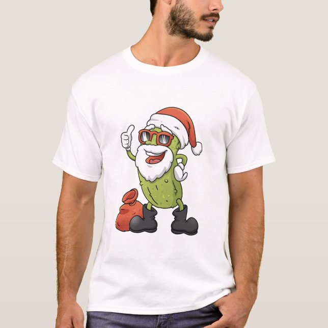 Funny Pickle Weihnachtsmann Weihnachten Cartoon Ur T-Shirt (Vorderseite)