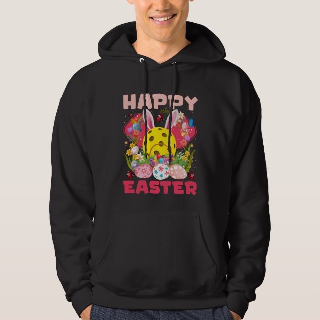 Funny Pickleball Ball & Paddles Bunny Ears Easter  Hoodie (Vorderseite)