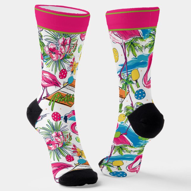 Funny Pickleball Flamingo Dinks Socks Socken (Gewinkelt)