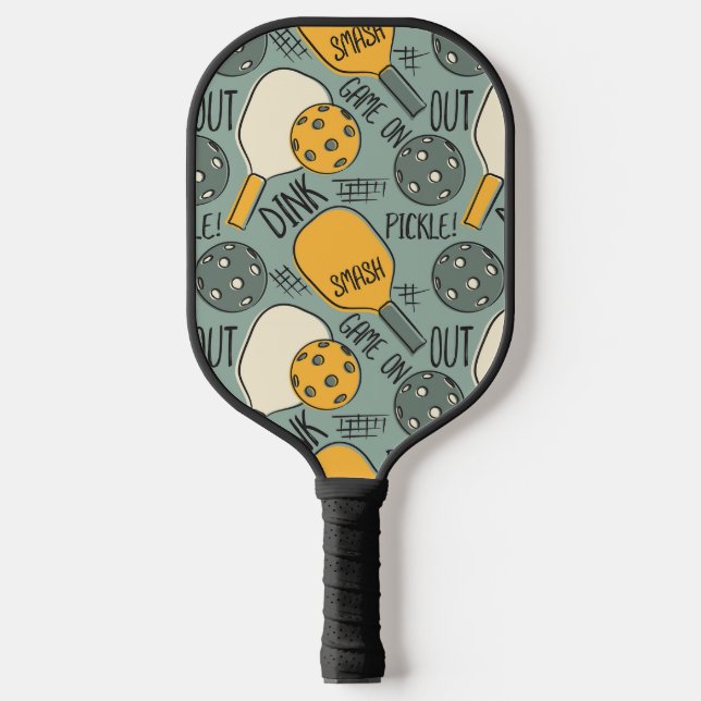 Funny Pickleball Grafik Grün Gold Schläger (Vorderseite)