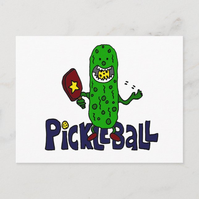 Funny Pickleball Monster Cartoon Postkarte (Vorderseite)