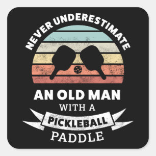 Funny Pickleball Paddle Geschenk für Großvater Quadratischer Aufkleber