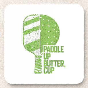Funny Pickleball Paddle Up Butter Cup Getränkeuntersetzer
