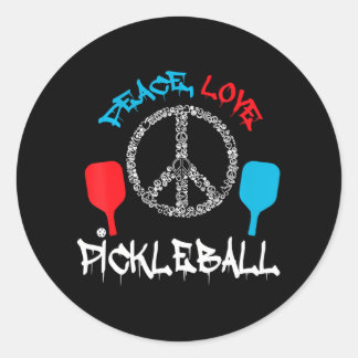 Funny Pickleball Player Geschenk Frieden Liebe Runder Aufkleber
