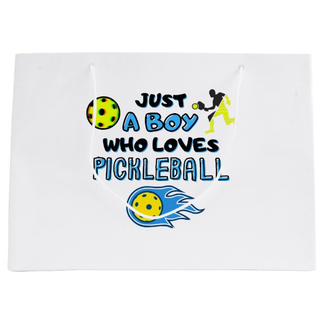 Funny Pickleball Player Nur ein Junge, der Lieben  Große Geschenktüte (Vorderseite)