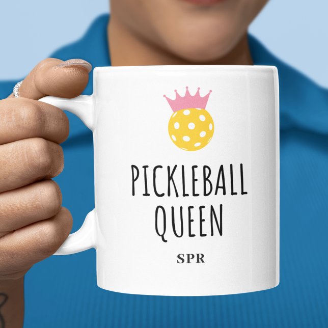 Funny Pickleball Queen, Custom Monogram Name Text Kaffeetasse (Von Creator hochgeladen)