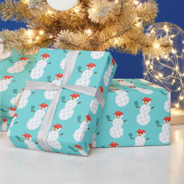 Funny Pickleball Snowman Holiday Wrapping Paper Geschenkpapier
