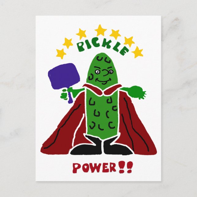 Funny Pickleball Super Hero Pickle Postkarte (Vorderseite)