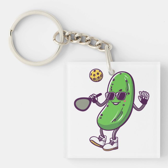 Funny Pickleball und Coole Gurke: Spielerisches Pa Schlüsselanhänger (Vorderseite)
