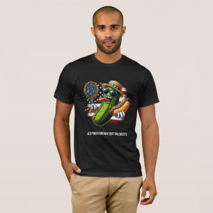 Funny Pickleball USA Flag Pickle genießt Hotdog T-Shirt