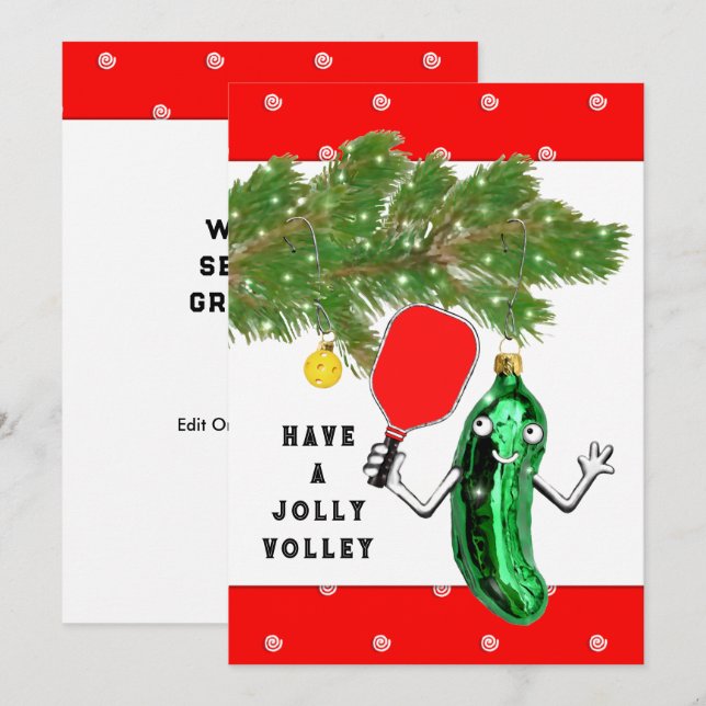 Funny Pickleball Weihnachtskarte Feiertagskarte (Vorne/Hinten)