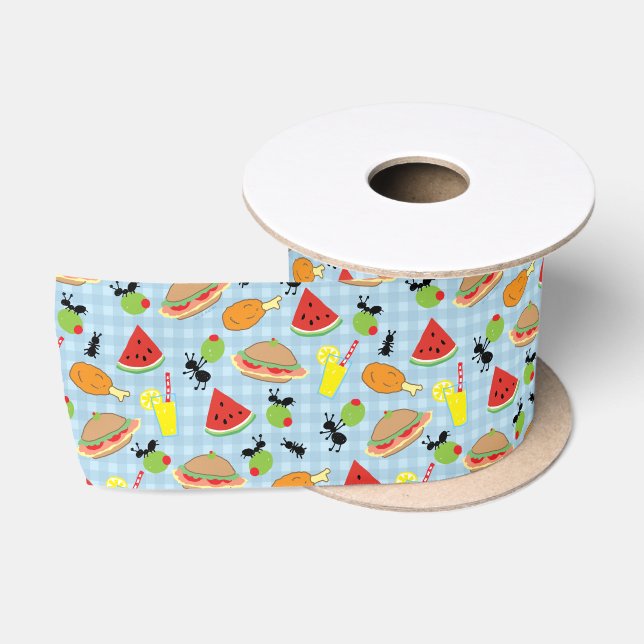 Funny Picnic Food Pattern Satinband (Spule)