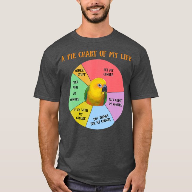 Funny Pie Chart Life Jenday Conure Parrot T-Shirt (Vorderseite)