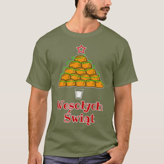 Funny Pierogi sapin de Noël Tshirt de cuisine polo (Devant)
