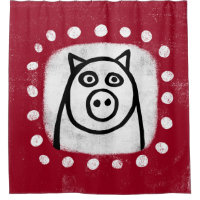 Funny Pig auf Red Showvorhang