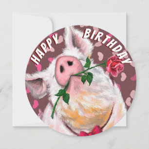 Funny Pig carte d'anniversaire Piggy romantique av