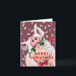Funny Pig Christmas Card Karte<br><div class="desc">Weihnachtskarten mit Gentleman Pig - Gemälde - Anpassbar - wählen / Ihren einzigartigen Text hinzufügen - Name / Farben / Schriftart / Größe / Elemente - Bild / mehr - Ihr besonderes Geschenk machen - Vergrössern und verschieben oder entfernen und fügen Sie Elemente / Text mit Anpassungs-Tool! Malerei und Design...</div>