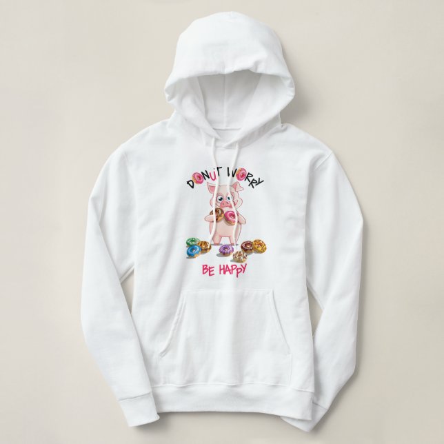 Funny Pig Donut Pun Hooded Sweatshirt (Design vorne)