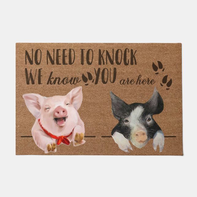 Funny Pig Doormat, Pig Lover Rug Geschenke Fußmatte (Vorderseite)