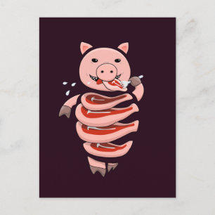 Funny Pig Ess Steaks von selbst Postkarte