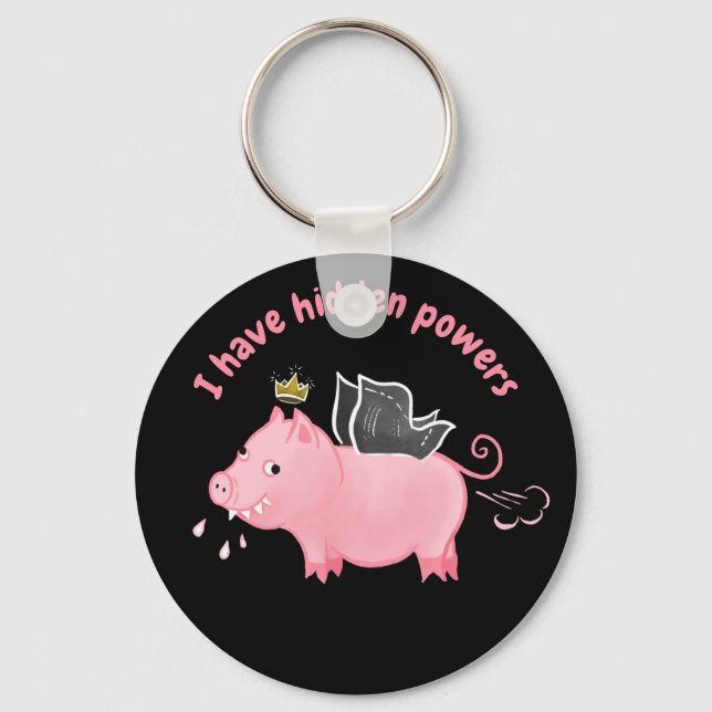 Funny Pig Fairy Cartoon - Niedliche Schweinzaubere Schlüsselanhänger (Vorderseite)