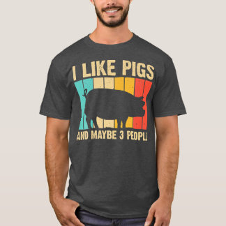 Funny Pig for Men Farm Animal Swine Vintag T-Shirt