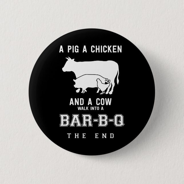 Funny Pig Hühnerkuh Geschichte von Grillen Master  Button (Vorderseite)
